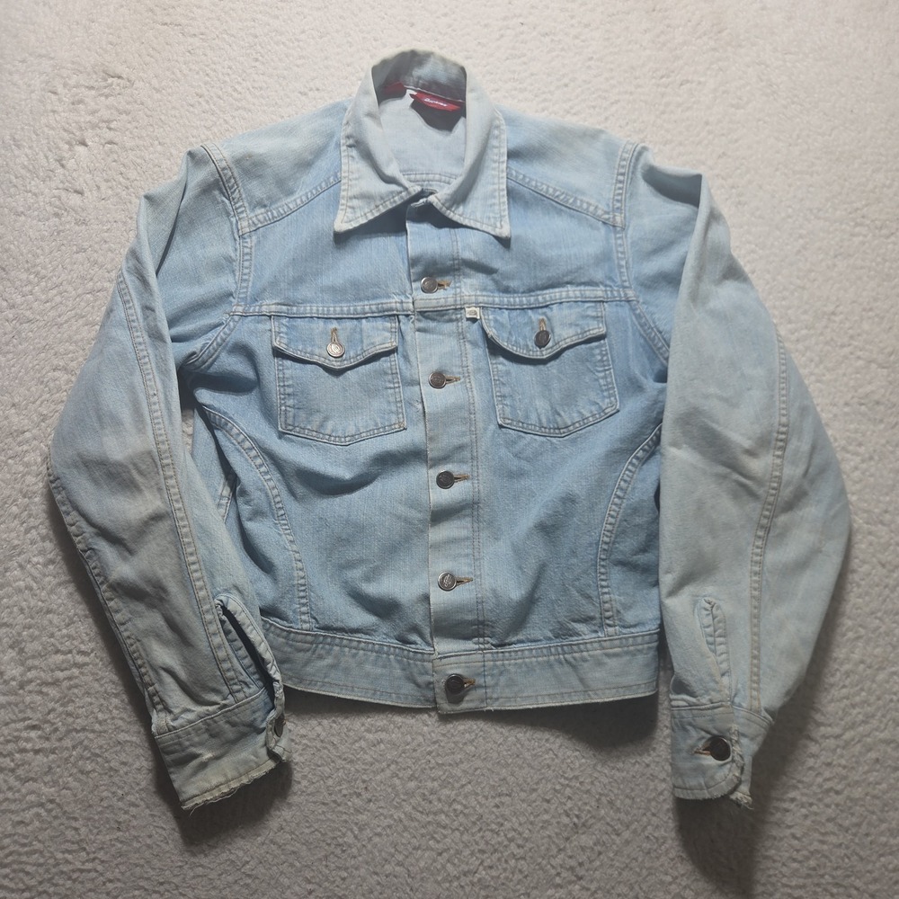 Vintage 80s Denim Jacket Dickies Trucker Jean Jacket Womens Size 40 Long Small